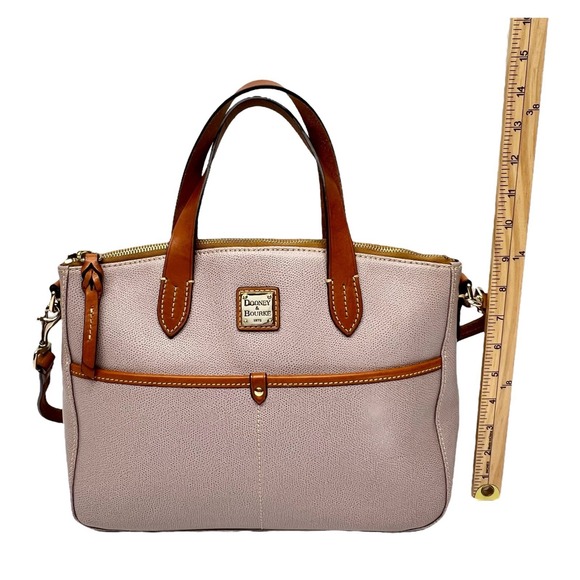 Dooney & Bourke Pebble Leather Daniella Tote Zip Purple Shoulder Bag Stitched - Picture 16 of 16